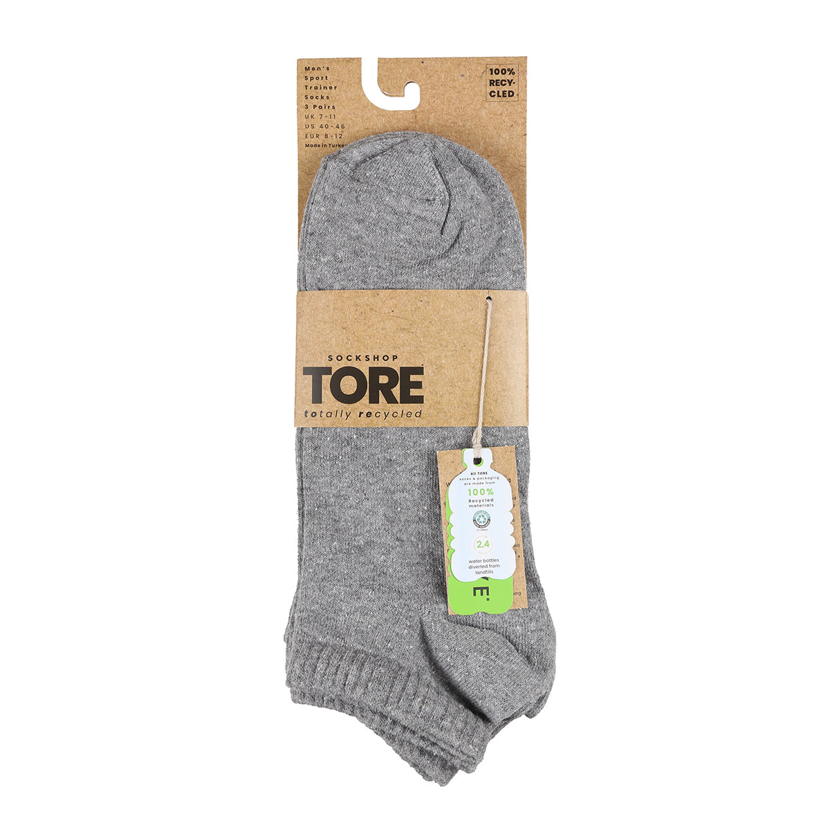 TORE 100% Recycled Men's Plain Trainer Socks - 3 Pairs